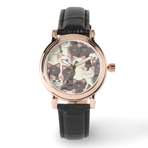 Montre Motif de chats blancs et gris