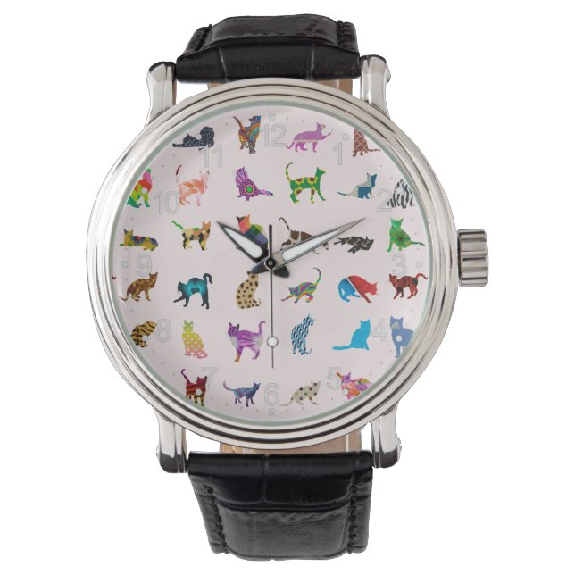 Montre Motif de chats colorés (devant)