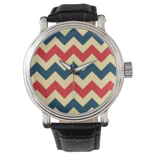 Montre Motif de Chevron Zigzap de rouge bleu