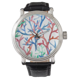 Montre Motif de corail d'aquarelle