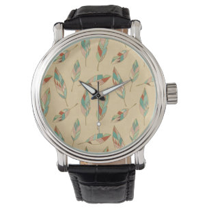 Montre Motif de corail de plume d'étape de Geo de