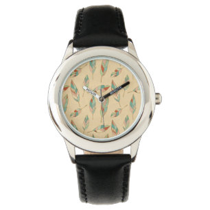 Montre Motif de corail de plume d'étape de Geo de