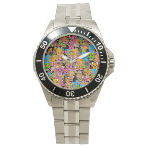 Montre Motif de crânes de sucre colorés