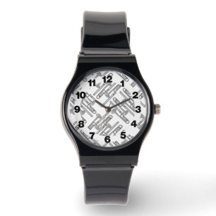 Montre Motif de crosshatch gris Trombone