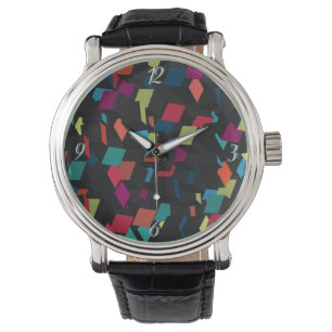 Montre Motif de cube géométrique Abstrait tendance