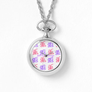 Montre Motif de doodle de papillon rose violet ajouter le