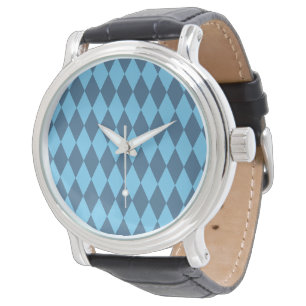 Montre Motif de drapeau rhombique de Bavière bleue