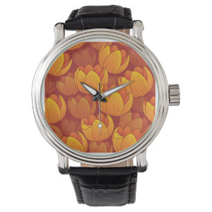 Montre Motif de fleur d'or