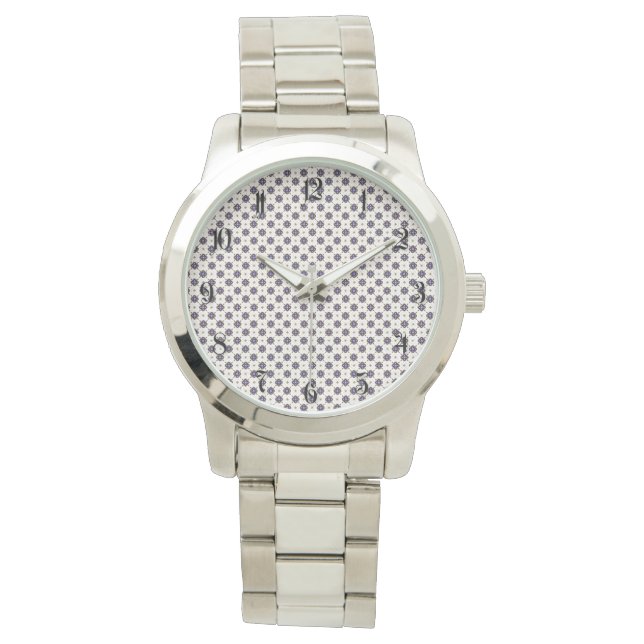 Montre Motif de fleurs bleu profond (devant)