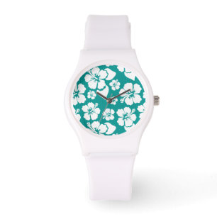 Montre Motif de fleurs d'Hibiscus hawaïen