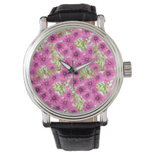 Montre Motif de fleurs pétunia rose