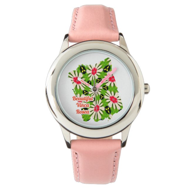 Montre Motif de fleurs rose et blanche (devant)