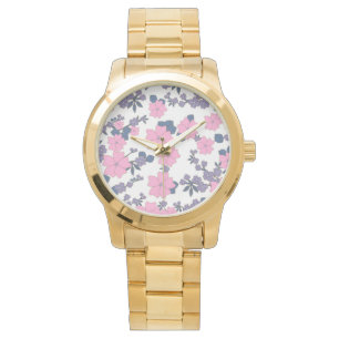 Montre Motif DE FLEURS ROSE ET PURPLE