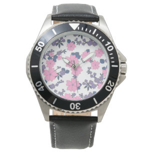 Montre Motif DE FLEURS ROSE ET PURPLE
