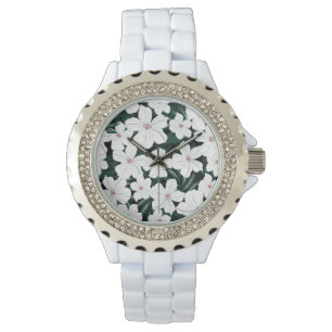 Montre Motif de fleurs tropical blanc