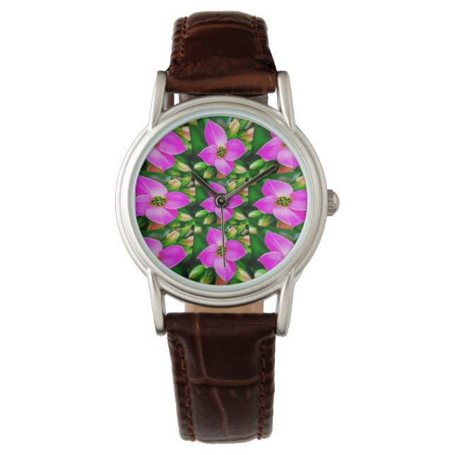 Montre Motif de fleurs tropicales roses (devant)