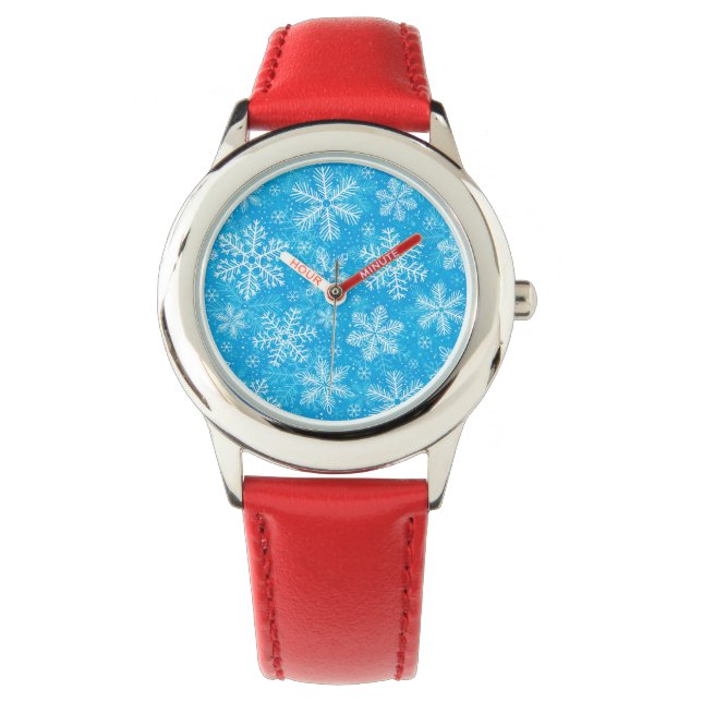 Montre Motif de flocons blancs (devant)