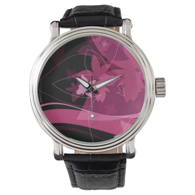 Montre Motif de floraison magenta (devant)