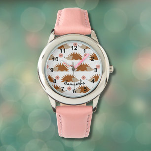 Montre Motif de hérisson mignon avec nom personnalisé