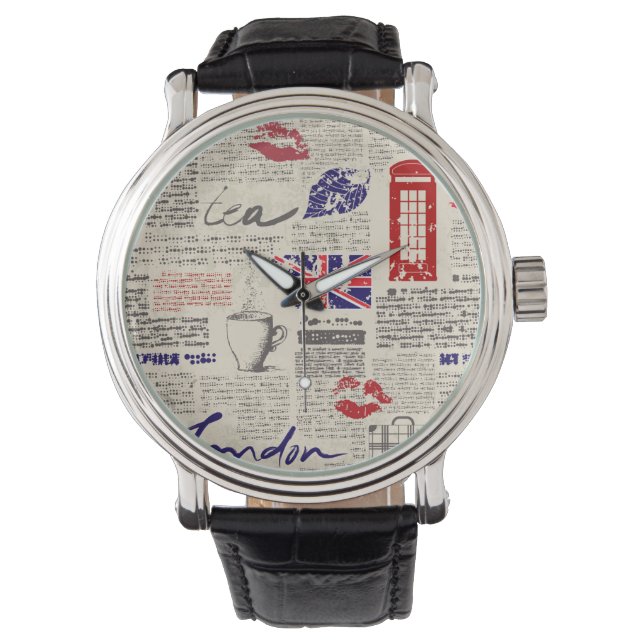 Montre Motif de journal londonien (devant)