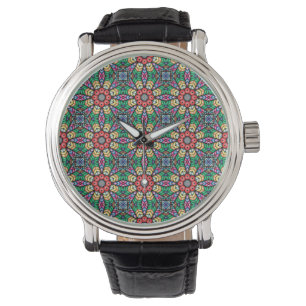 Montre Motif de kaléidoscope orné et coloré