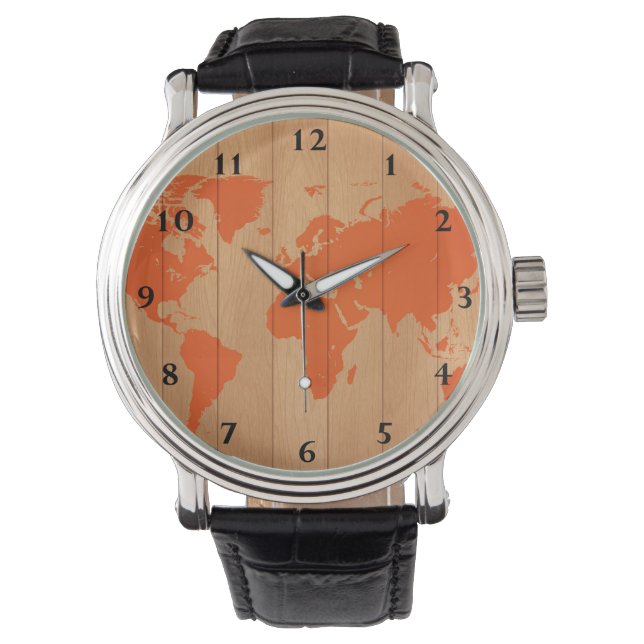 Montre Motif de la carte mondiale (devant)