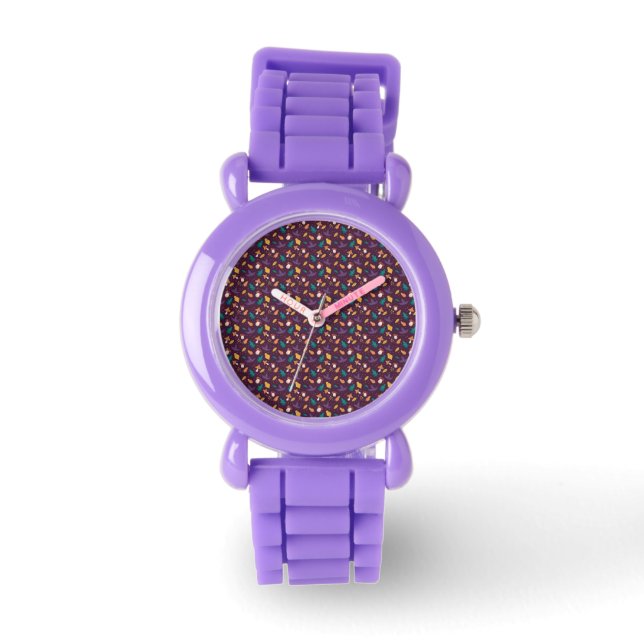 Montre Motif de la feuille de champignons violet Silicone (Recto)