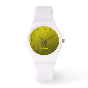 Montre Motif de maillage géométrique jaune