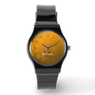 Montre Motif de maillage géométrique orange