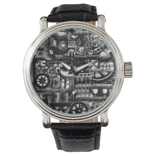 Montre motif de mécanisme de bande dessinée de machines