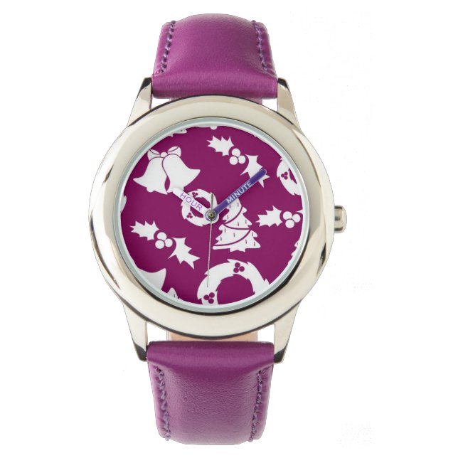 Montre Motif de Noël pourpre (devant)