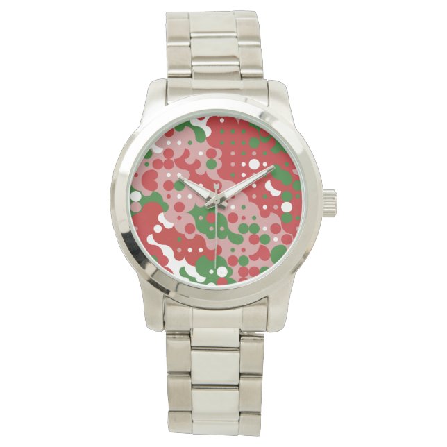 Montre Motif de Noël Rétro Groovy Funky Mod  (devant)