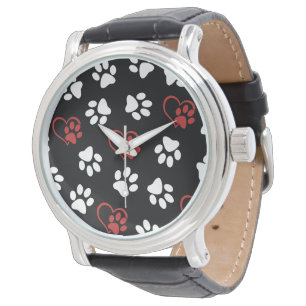 Montre Motif de pattes, Pattes blanches, Pattes rouges, C