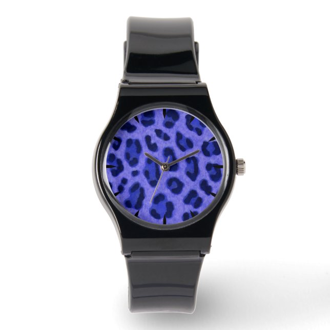 Montre Motif de peau Poster de animal Lavender Blue Leopa (Recto)