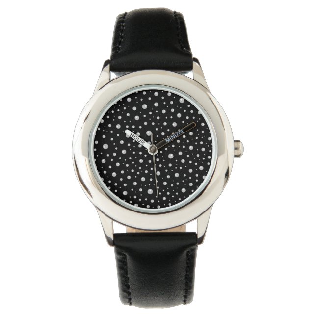 Montre Motif de perle sur fond noir (devant)