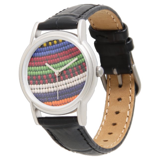 Montre Motif de perles tribales Massai (Incliné)