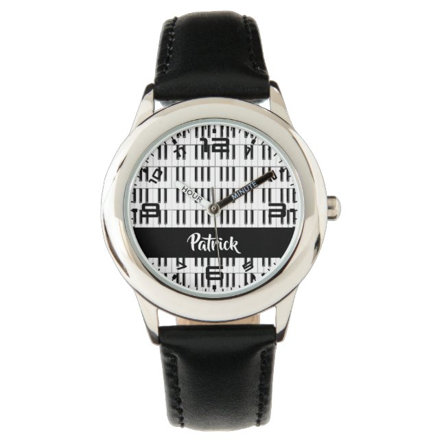 Montre Motif de piano noir et blanc (devant)
