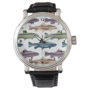 Montre Motif de poissons de truite colorée