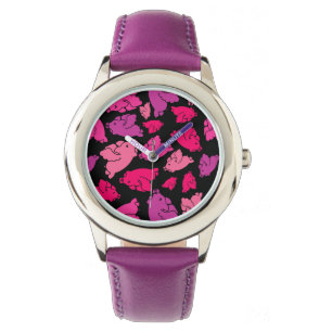 Montre Motif de porc rose
