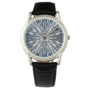 Montre Motif de radial d'encre d'indigo
