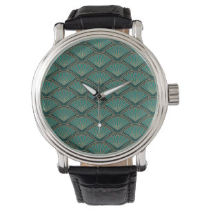 Montre Motif de style Art déco en vert turquoise