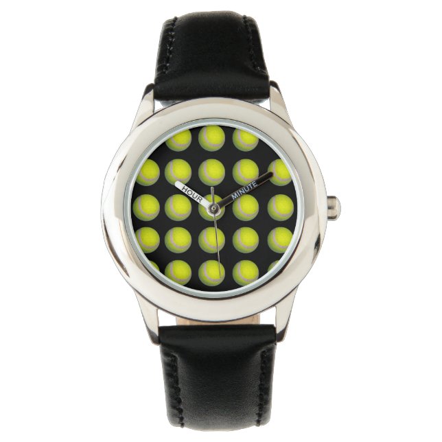 Montre Motif De Tennis Jaune Et Noir, (devant)