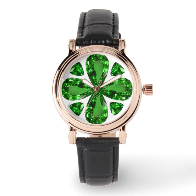 Montre Motif de trèfle vert (Recto)