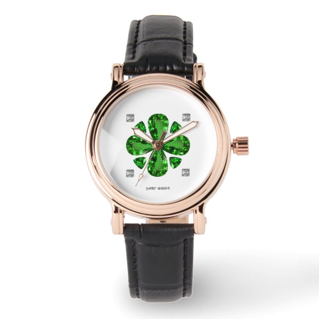 Montre Motif de trèfle vert (Recto)