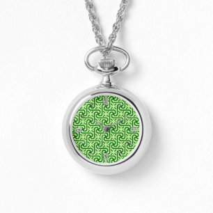 Montre Motif de tuiles égyptiennes, émeraude et vert citr