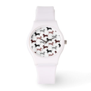 Montre Motif de vacances de teckels de damassé
