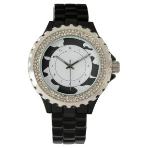 Montre Motif de vache noir et blanc