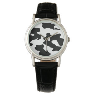 Montre Motif de vache noir et blanc