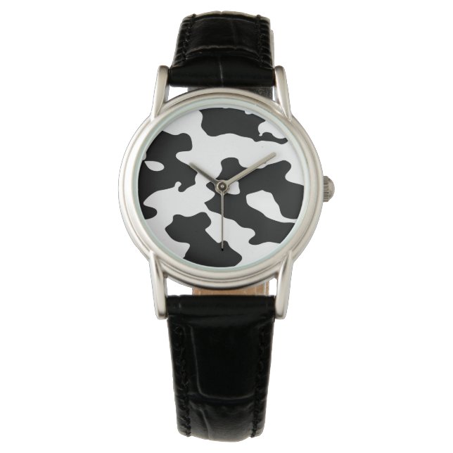 Montre Motif de vache noir et blanc (devant)