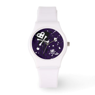 Montre Motif d'Emo de couleur foncée avec la peinture